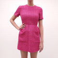 VALENTINO PINK MONOGRAM TWEED MINI DRESS - SIZE 40