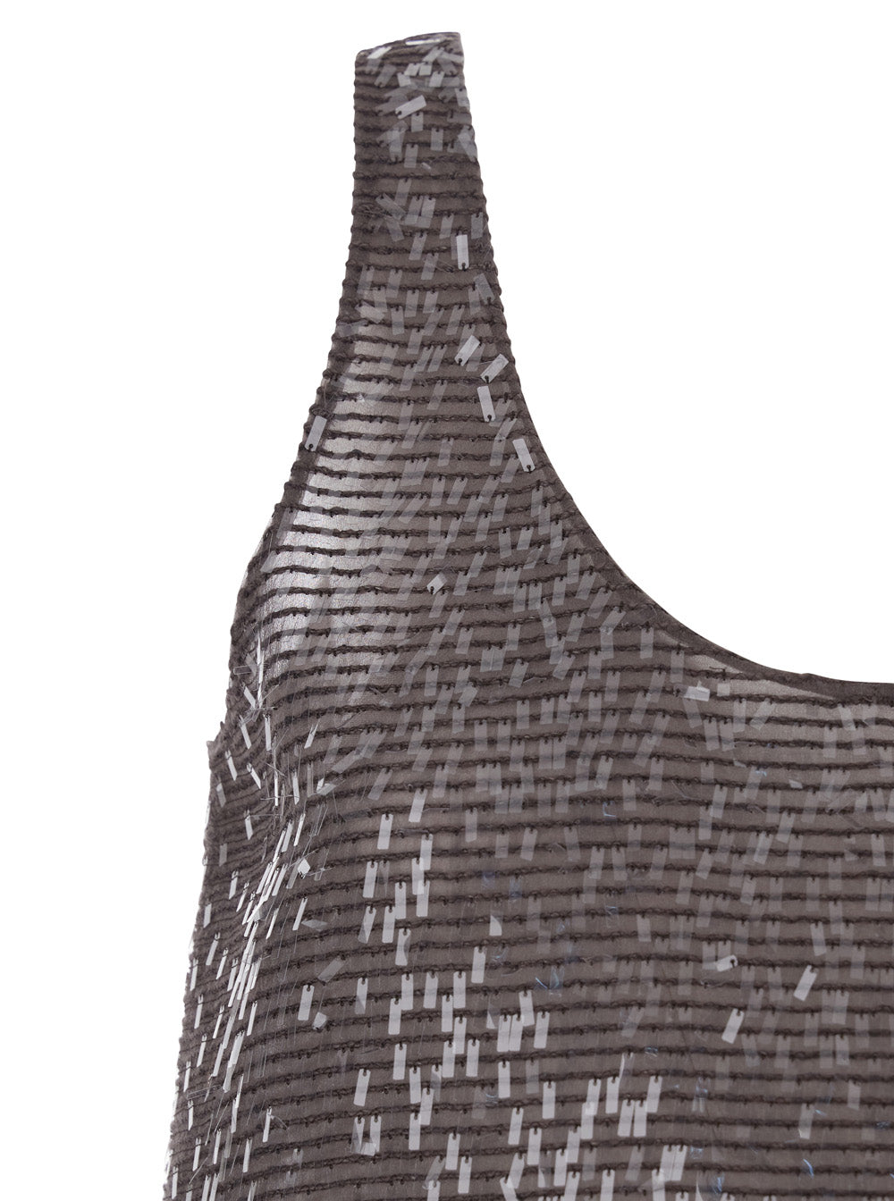 Brunello Cucinelli Women Silk Top With Round Neck And All-Over Sequins Brown Women
