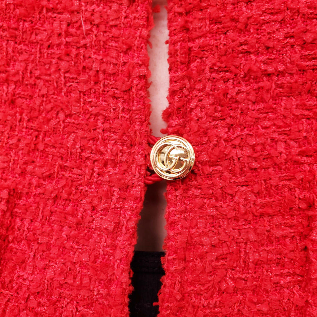 GUCCI RED TWEED JACKET WITH GOLD BUTTONS - SIZE 40