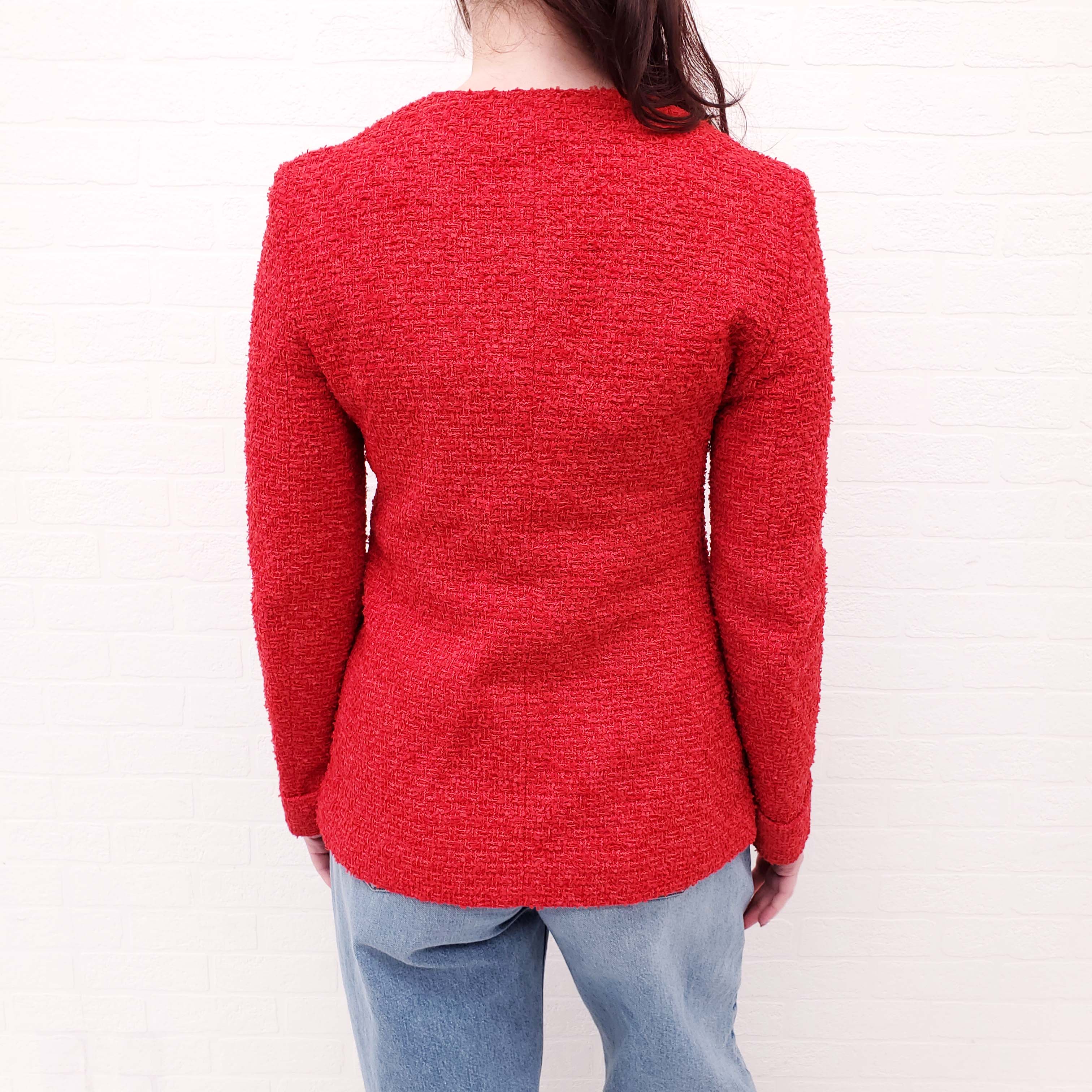 GUCCI RED TWEED JACKET WITH GOLD BUTTONS - SIZE 40