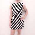 GUCCI CREAM AND BLACK STRIPED KNIT DRESS - SIZE XS