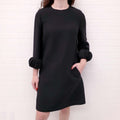 VALENTINO BLACK DRESS WITH ROSETTE DETAILED SLEEVE - SIZE 8
