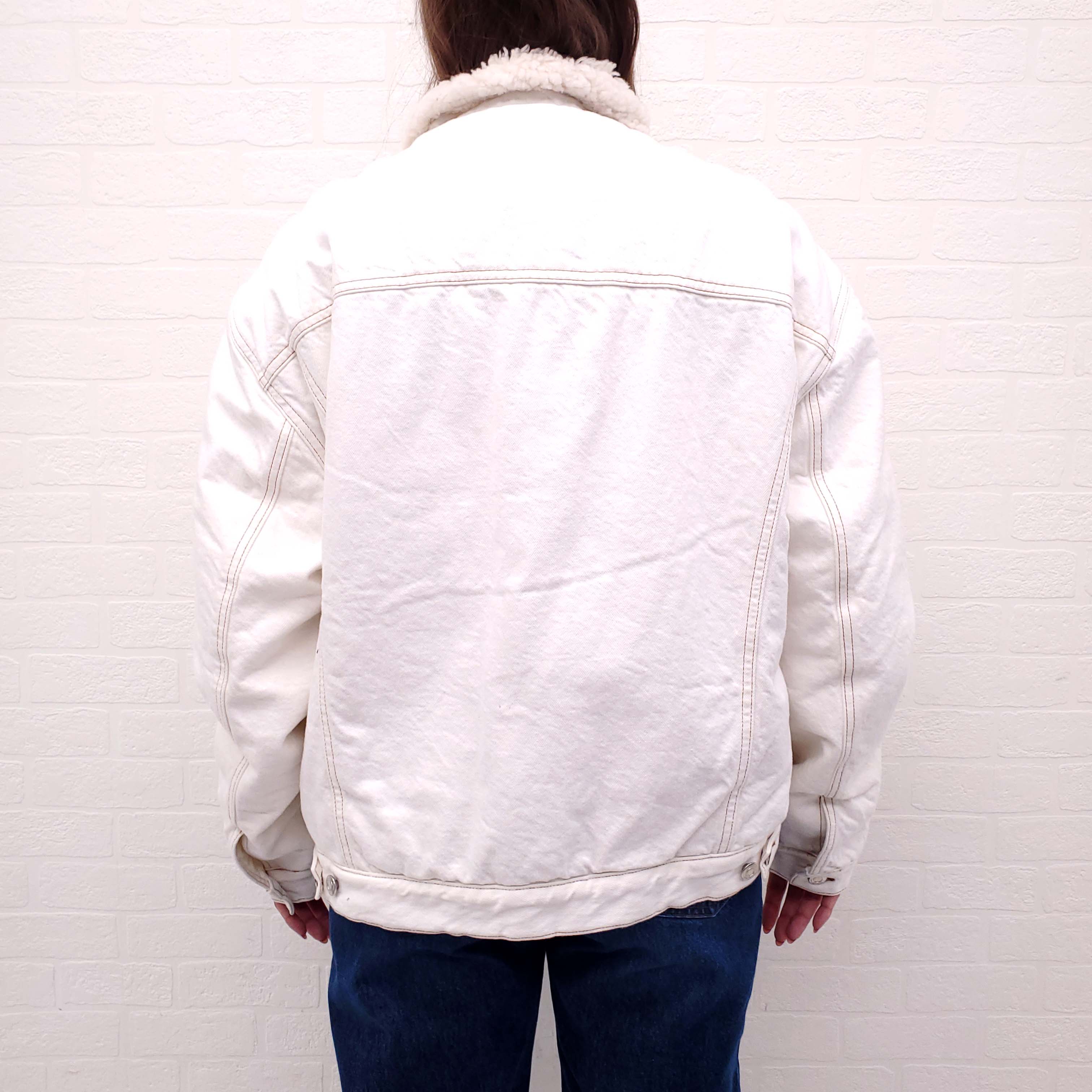 IRO OVERSIZED FAUX SHEARLING LINED DENIM JACKET - SIZE 38