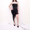 ALEXANDER WANG DRAPED CRYSTAL BUSTIER DRESS - SIZE 2