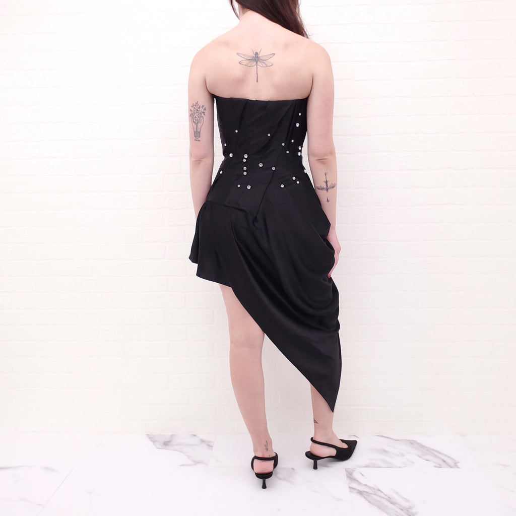 ALEXANDER WANG DRAPED CRYSTAL BUSTIER DRESS - SIZE 2