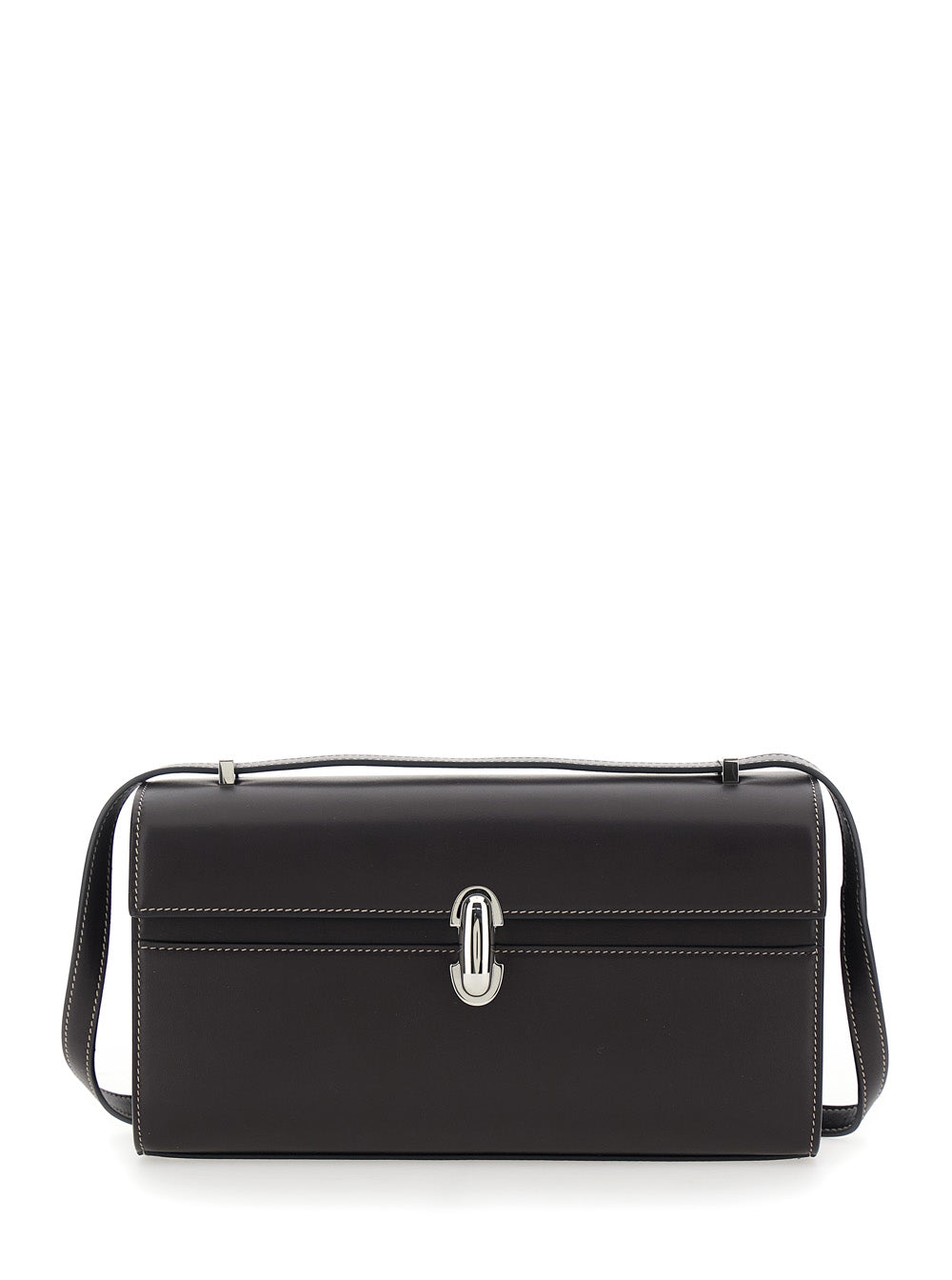 Savette Women Shoulder Bag 'Simmetry' With Top Strap And Turn Lock Closure In Brown Leather For Women