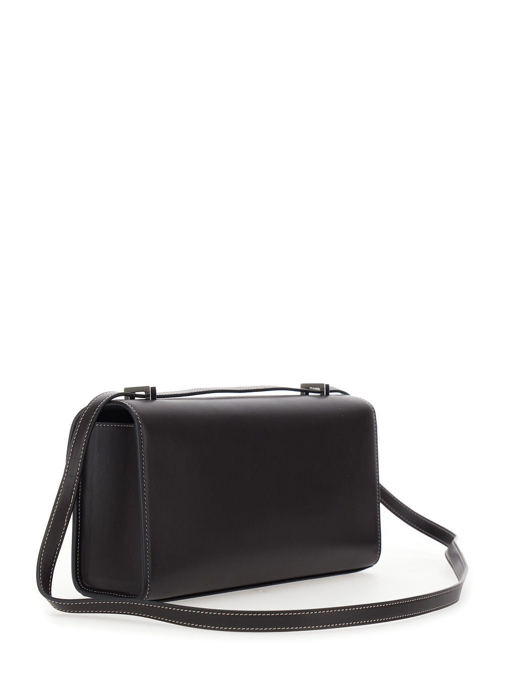 Savette Women Shoulder Bag 'Simmetry' With Top Strap And Turn Lock Closure In Brown Leather For Women