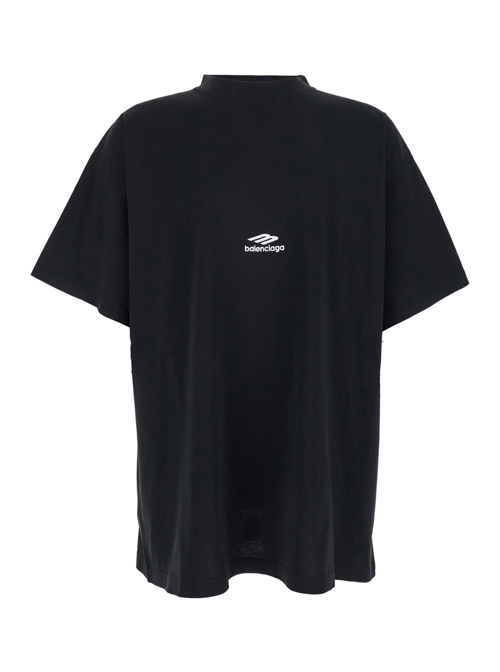 Balenciaga Men Black Tshirt With Logo On Front And Maxi Logo On Back In Cotton Man