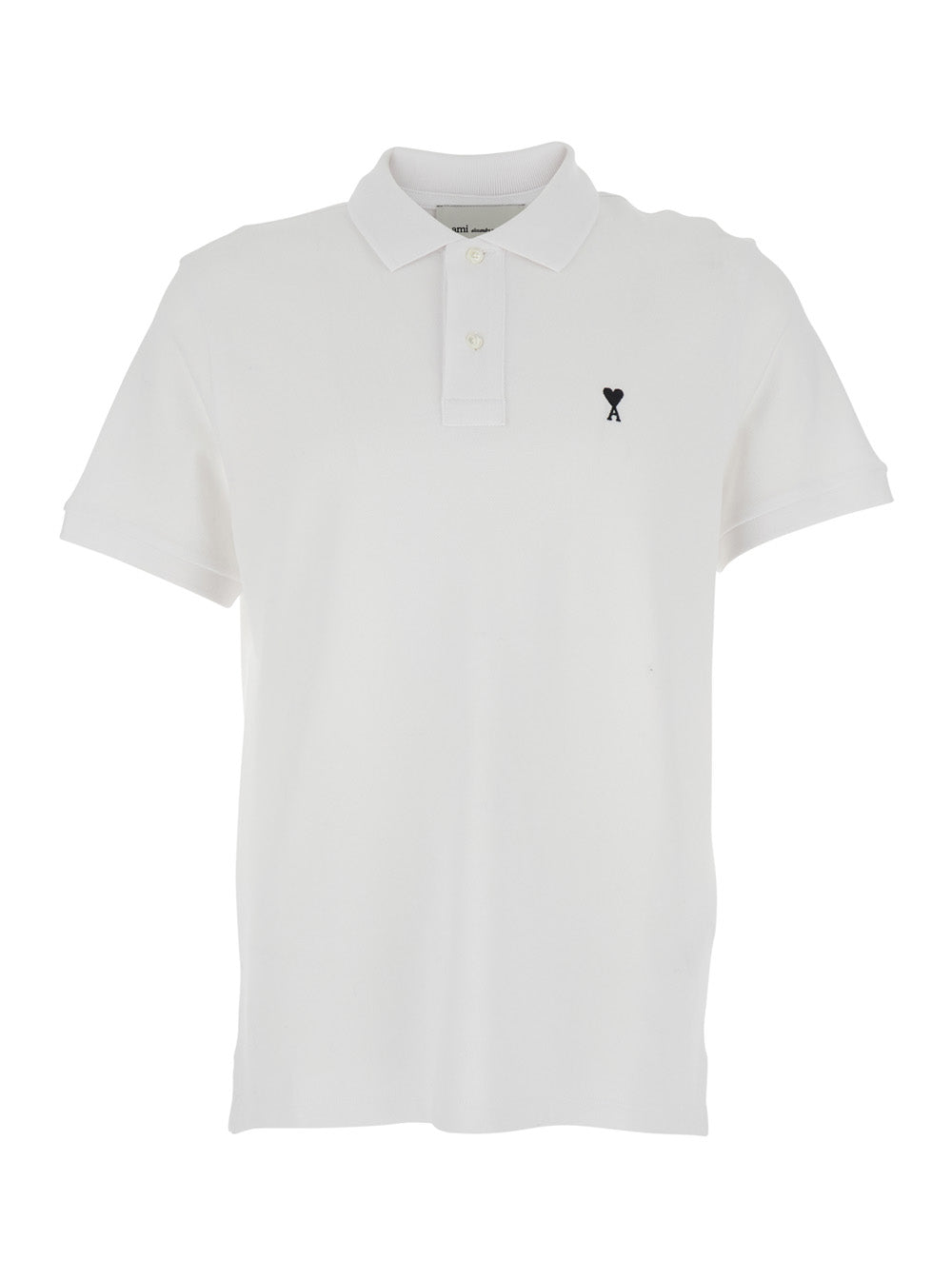 Ami Paris Men White Polo Shirt With Adc Embroidery On The Front And Classic Cotton Collar For Men