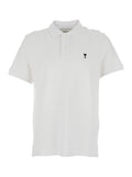 Ami Paris Men White Polo Shirt With Adc Embroidery On The Front And Classic Cotton Collar For Men