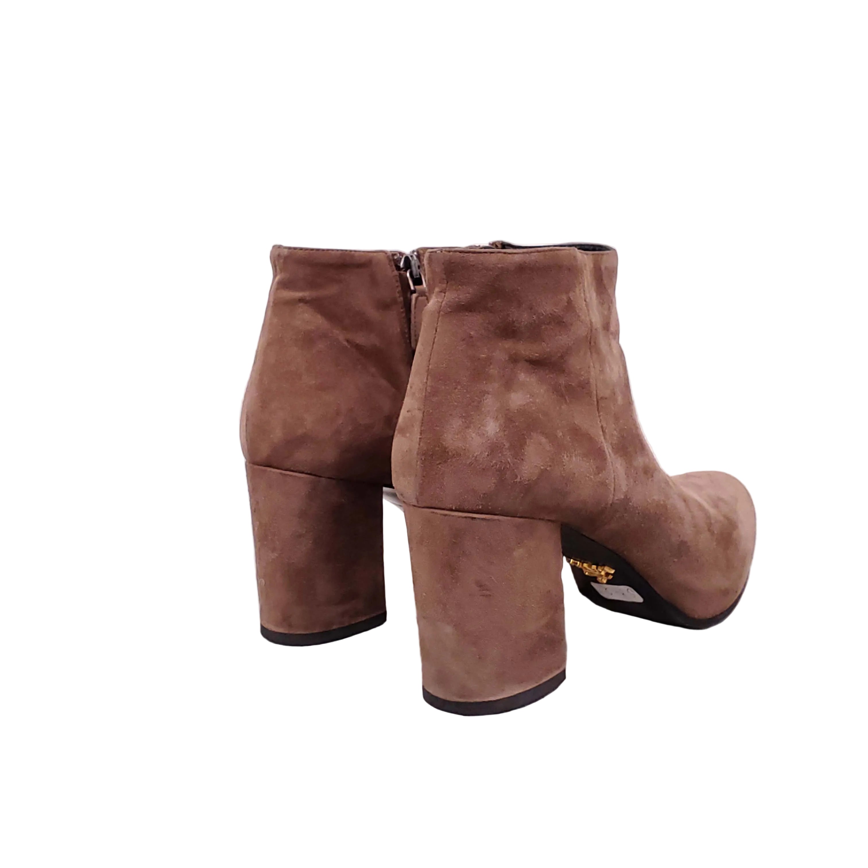 PRADA BROWN SUEDE BOOTIES - SIZE 38