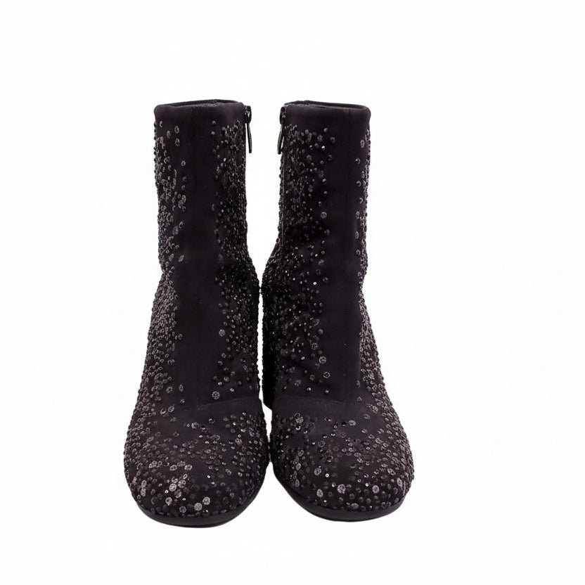 MAISON MARGIELA CRYSTAL ANKLE BOOTS WITH BLOCK HEEL - SIZE 39