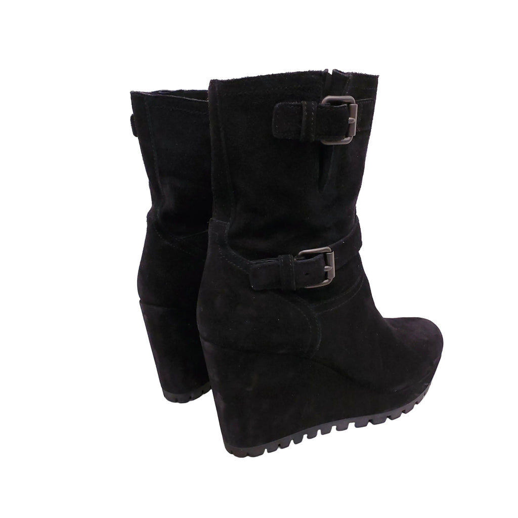 PRADA BLACK PLATFORM SUEDE HEELS - SIZE 38