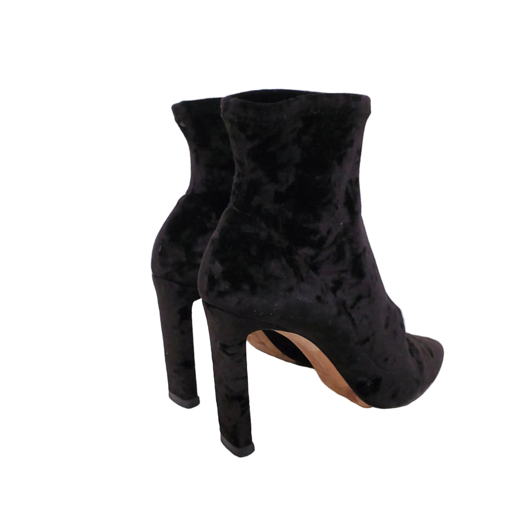 JIMMY CHOO BLACK VELVET BOOTS - SIZE 38