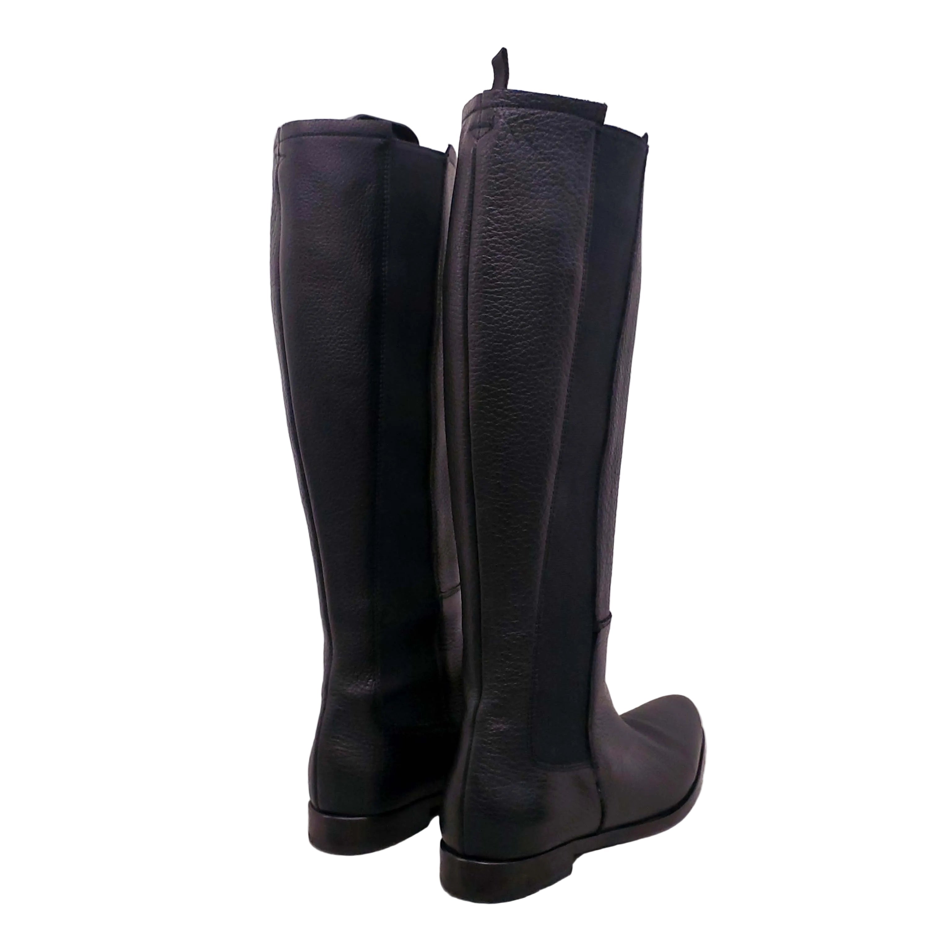 JIL SANDER BLACK LEATHER BOOTS WITH ELASTIC DETAIL - SIZE 39