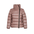 MONCLER TAUPE ASYMMETRICAL ZIPPER PUFFER JACKET WITH LOGO - SIZE 00 (XXS)