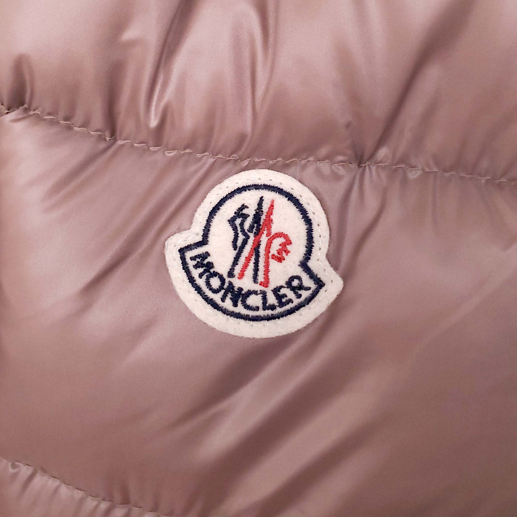 MONCLER TAUPE ASYMMETRICAL ZIPPER PUFFER JACKET WITH LOGO - SIZE 00 (XXS)