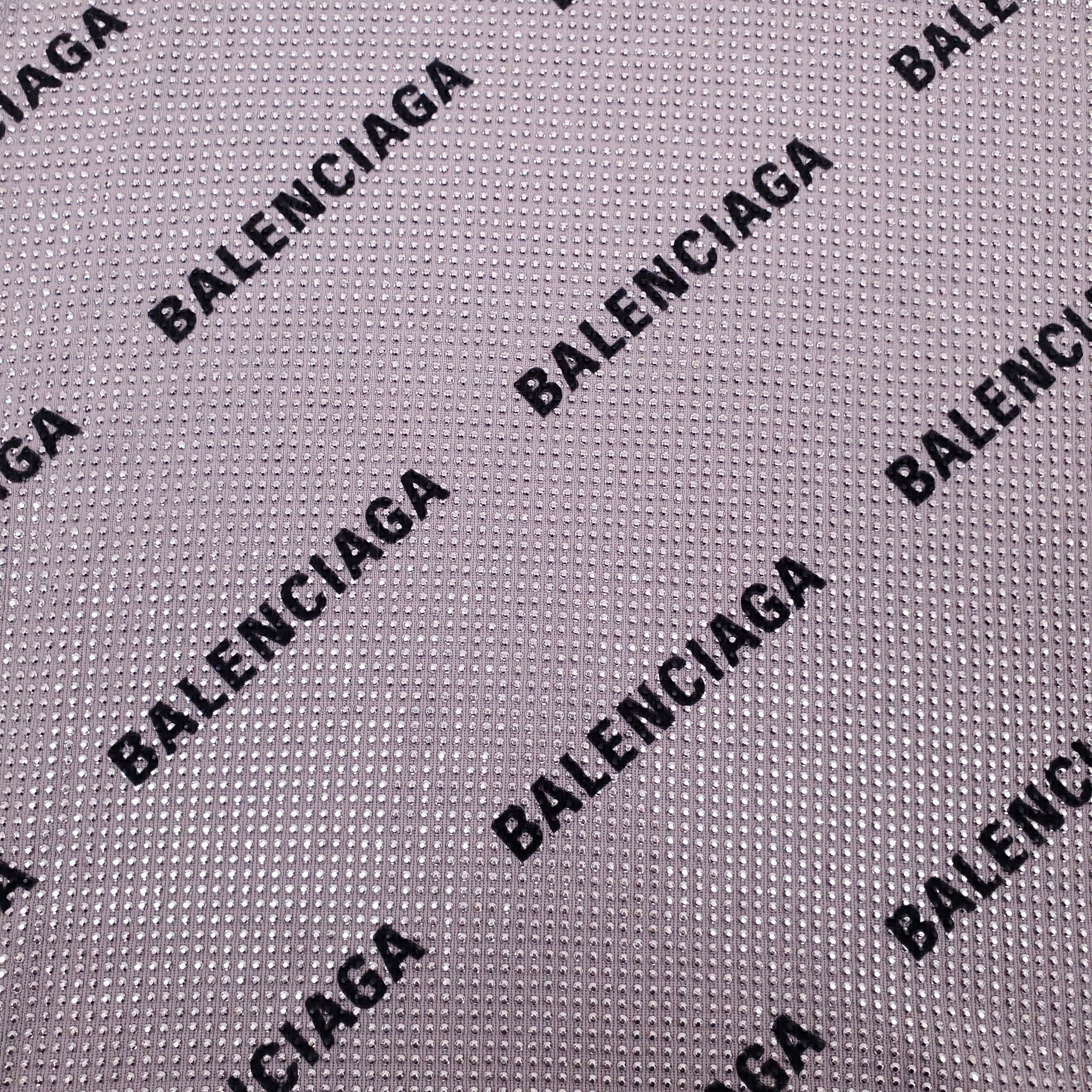 BALENCIAGA SILVER AND BLACK RHINESTONE LOGO TURTLENECK SWEATER - SIZE 2 (M)