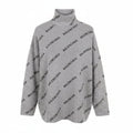 BALENCIAGA SILVER AND BLACK RHINESTONE LOGO TURTLENECK SWEATER - SIZE 2 (M)