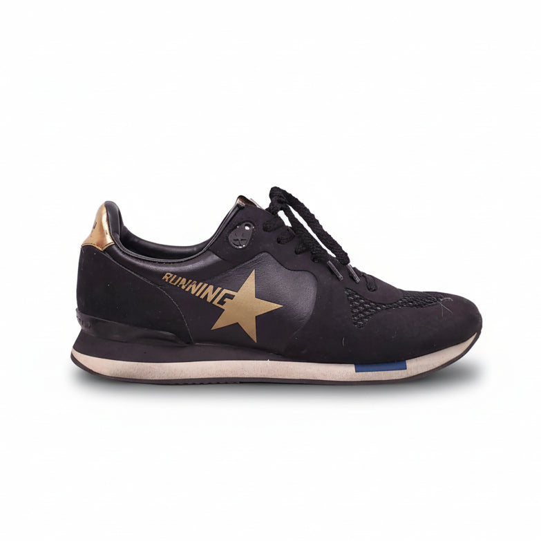 GOLDEN GOOSE BLACK AND GOLD RUNNING - SIZE 37