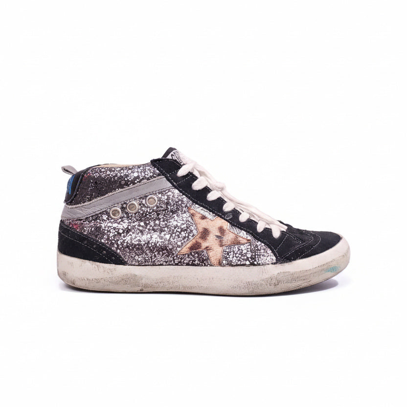 GOLDEN GOOSE MID STAR SEQUIN WITH LEOPARD STARS  - SIZE 37