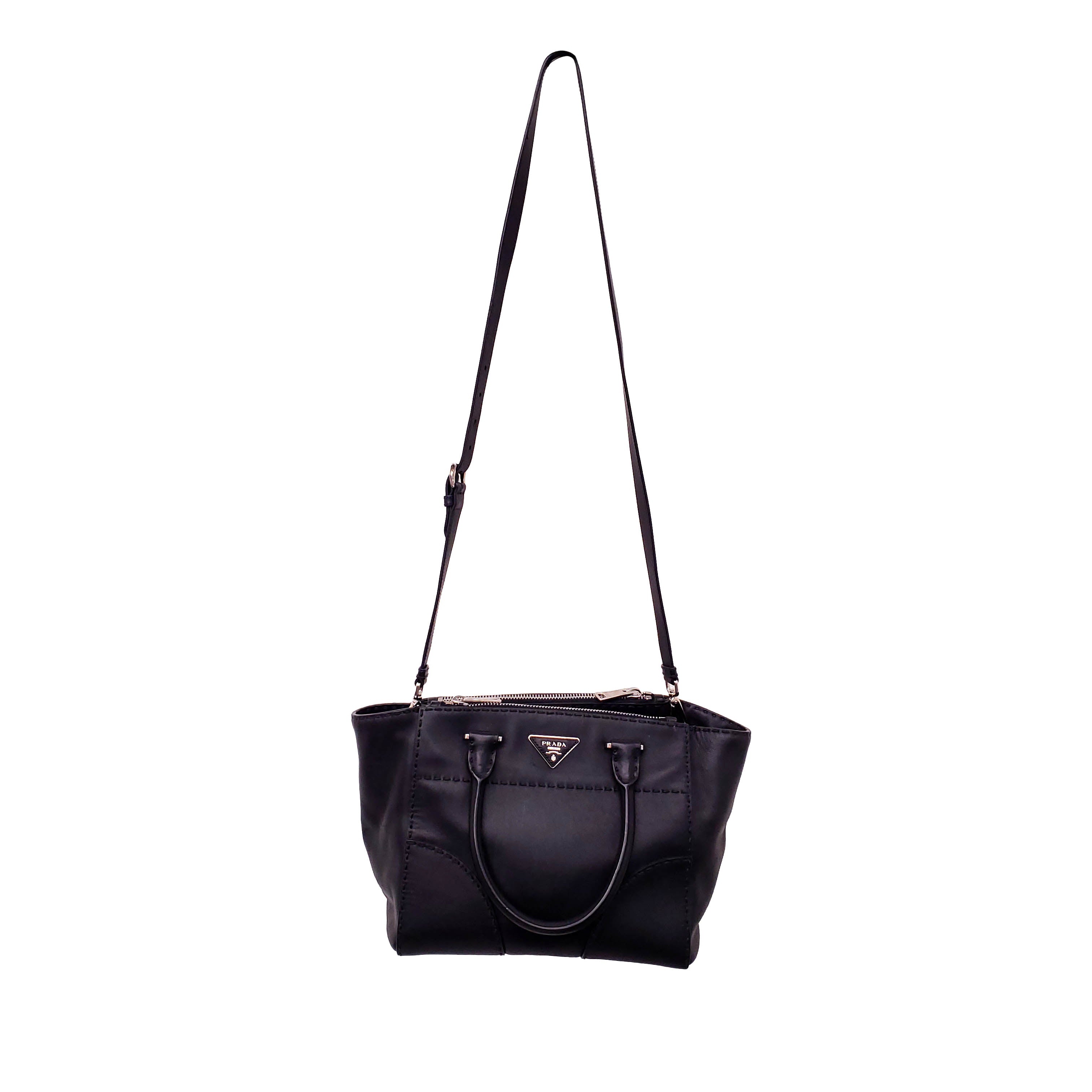 PRADA CITY CALF LEATHER TWIN POCKET BAG