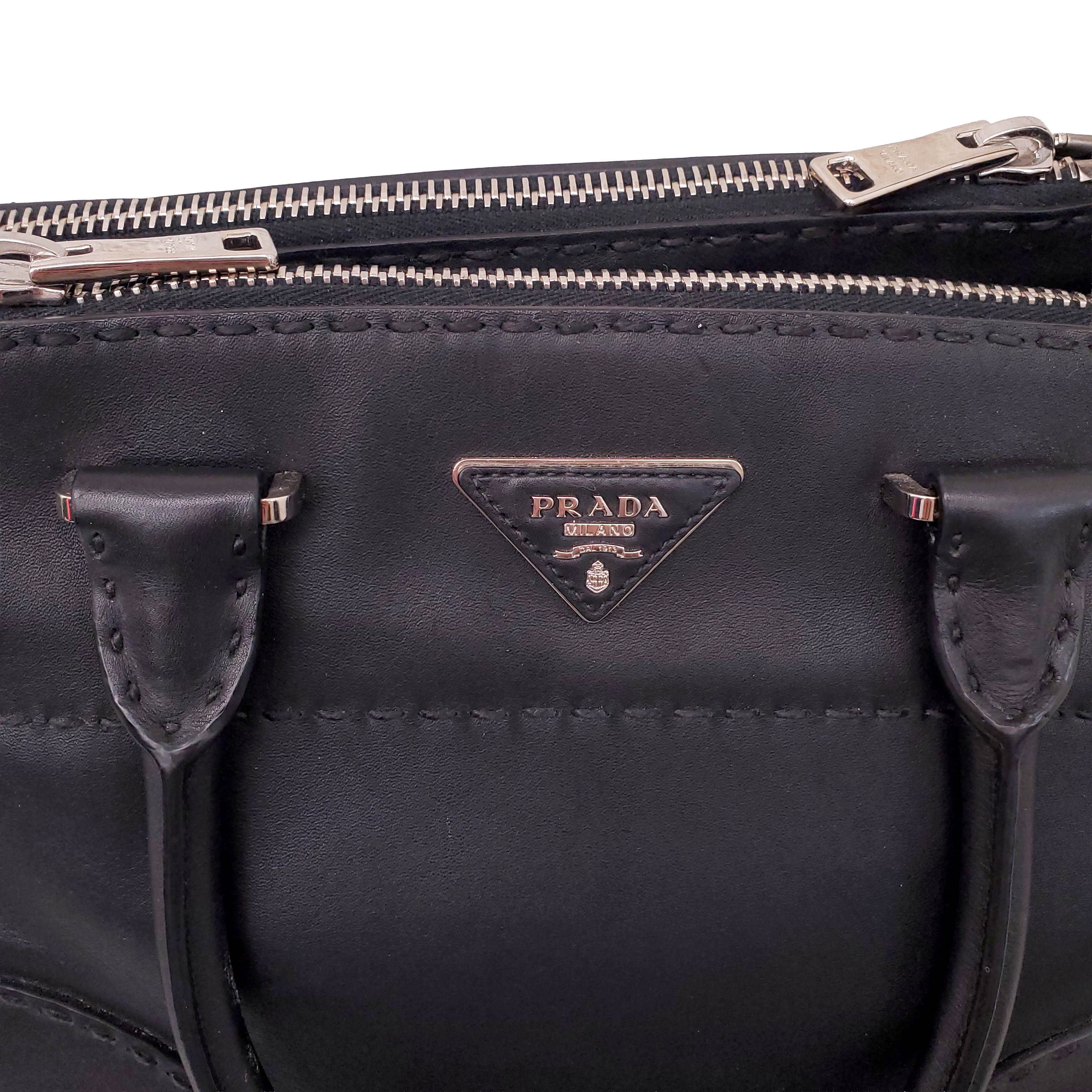 PRADA CITY CALF LEATHER TWIN POCKET BAG