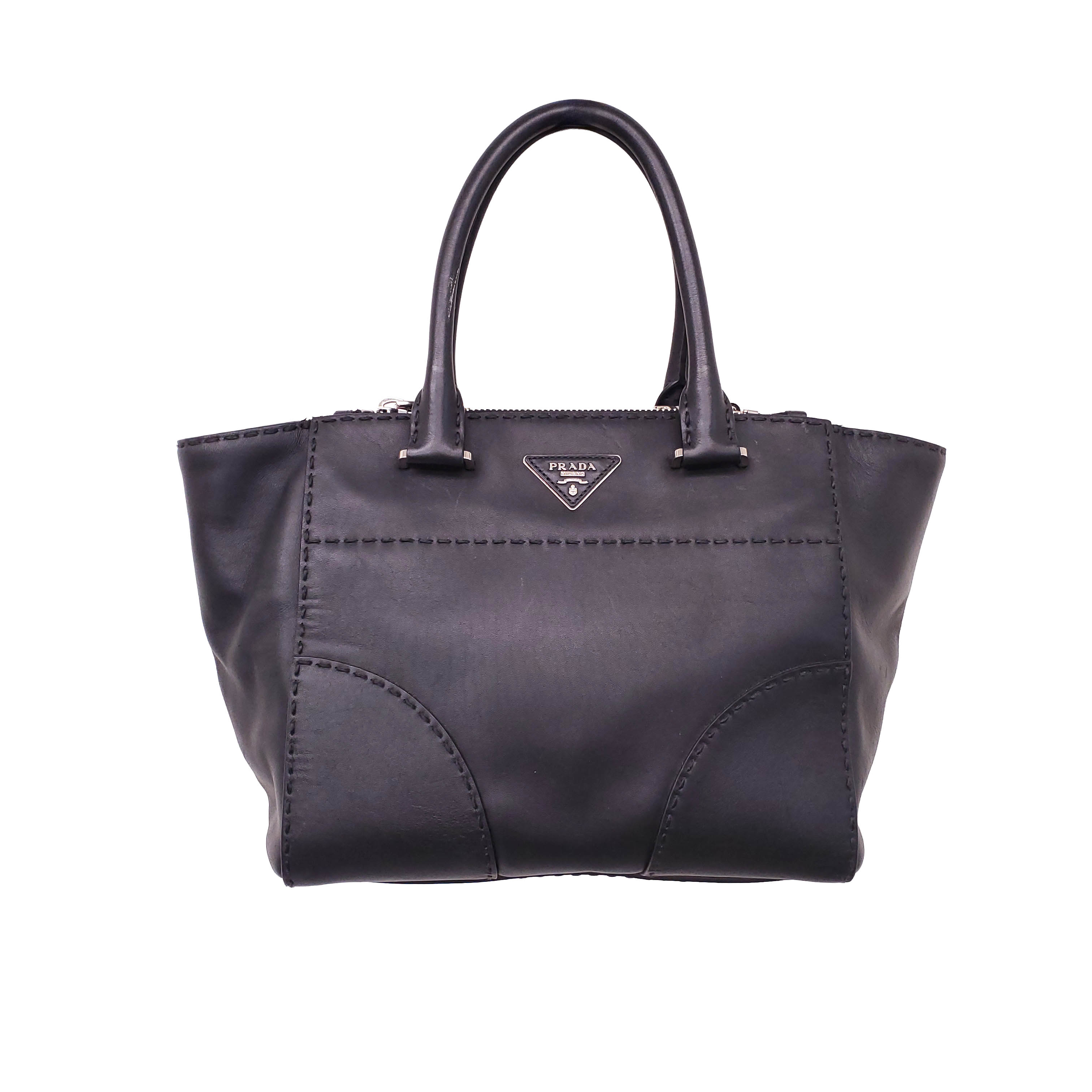 PRADA CITY CALF LEATHER TWIN POCKET BAG