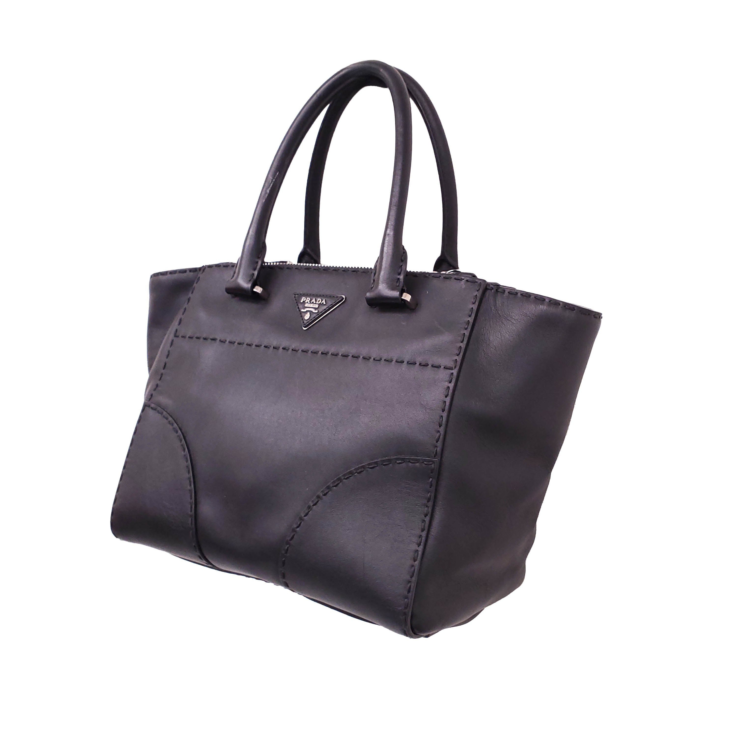 PRADA CITY CALF LEATHER TWIN POCKET BAG