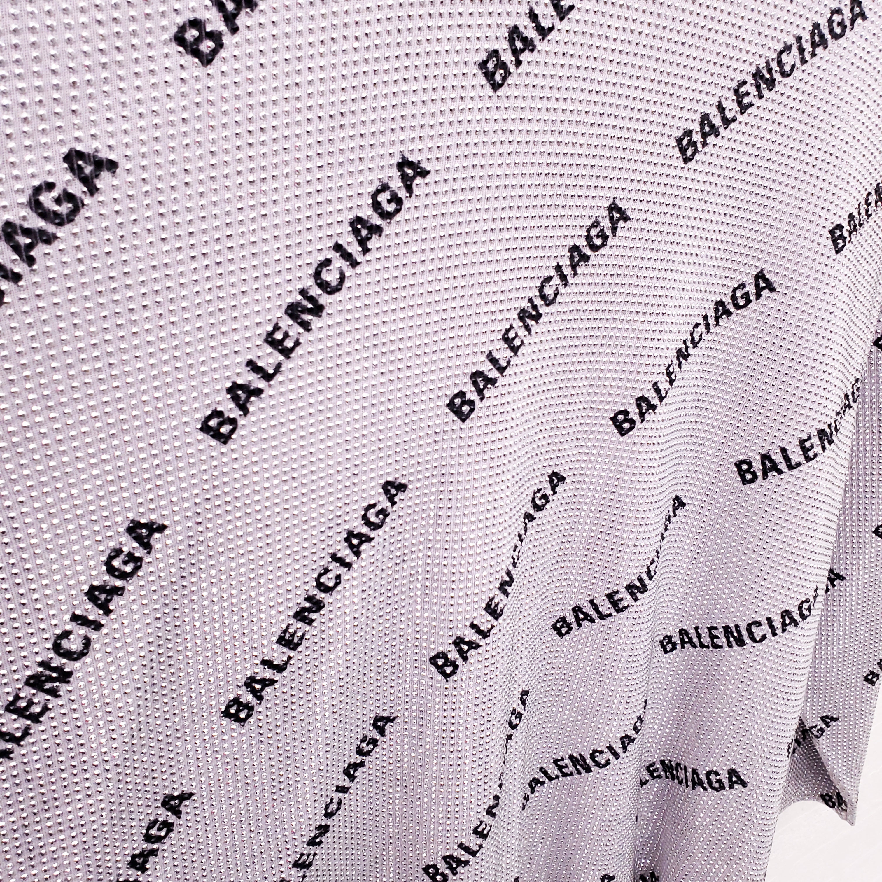 BALENCIAGA SILVER AND BLACK RHINESTONE LOGO TURTLENECK SWEATER - SIZE 2 (M)