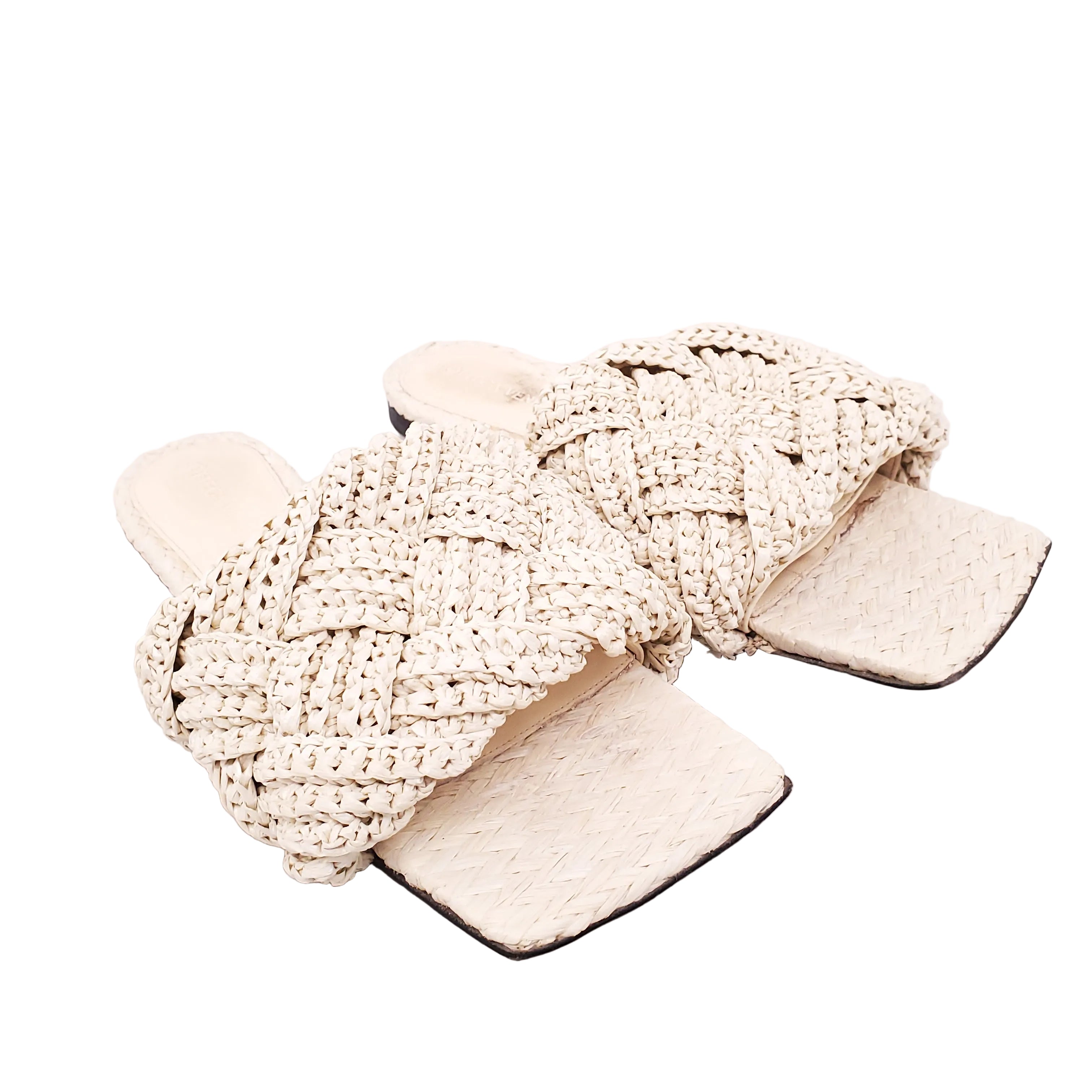 BOTTEGA VENETA WOVEN FABRIC MULES - SIZE 37.5