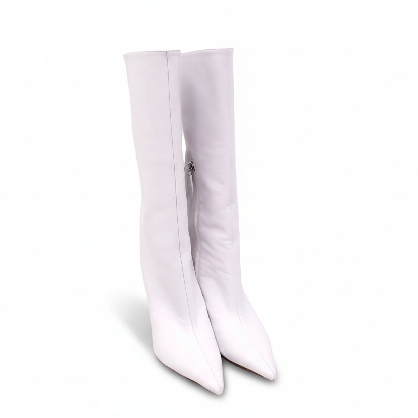 AMINA MAUDDI RAIN WHITE LEATHER BOOTS - SIZE 37.5