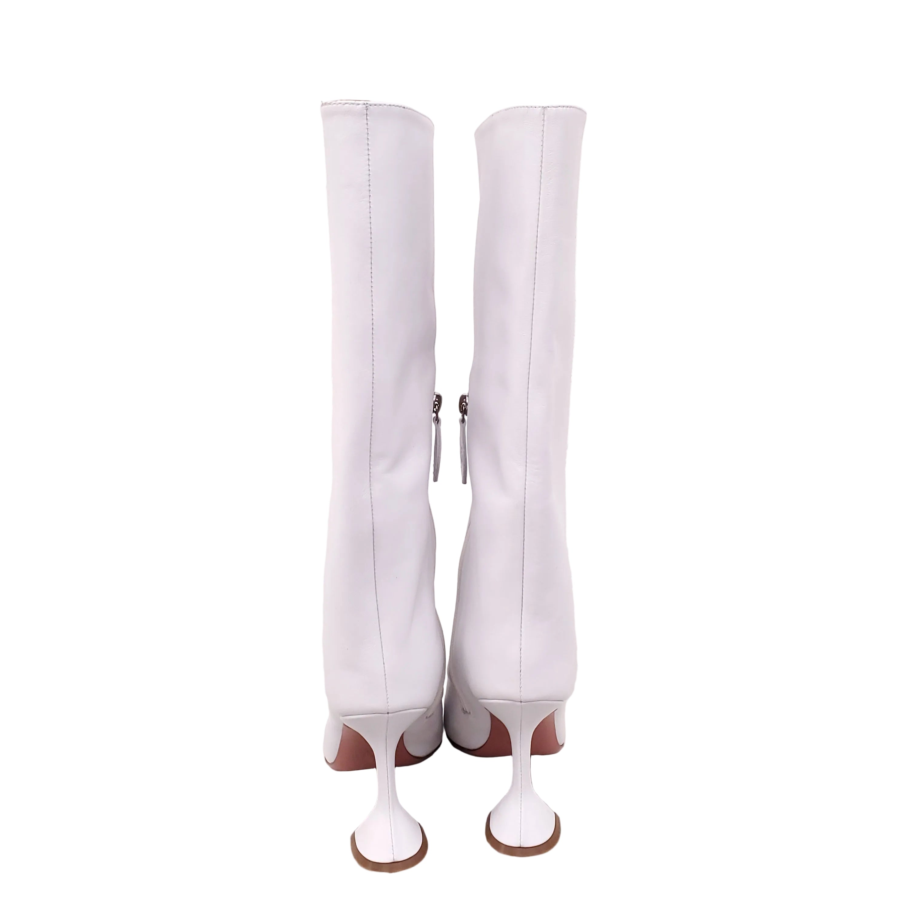 AMINA MAUDDI RAIN WHITE LEATHER BOOTS - SIZE 37.5