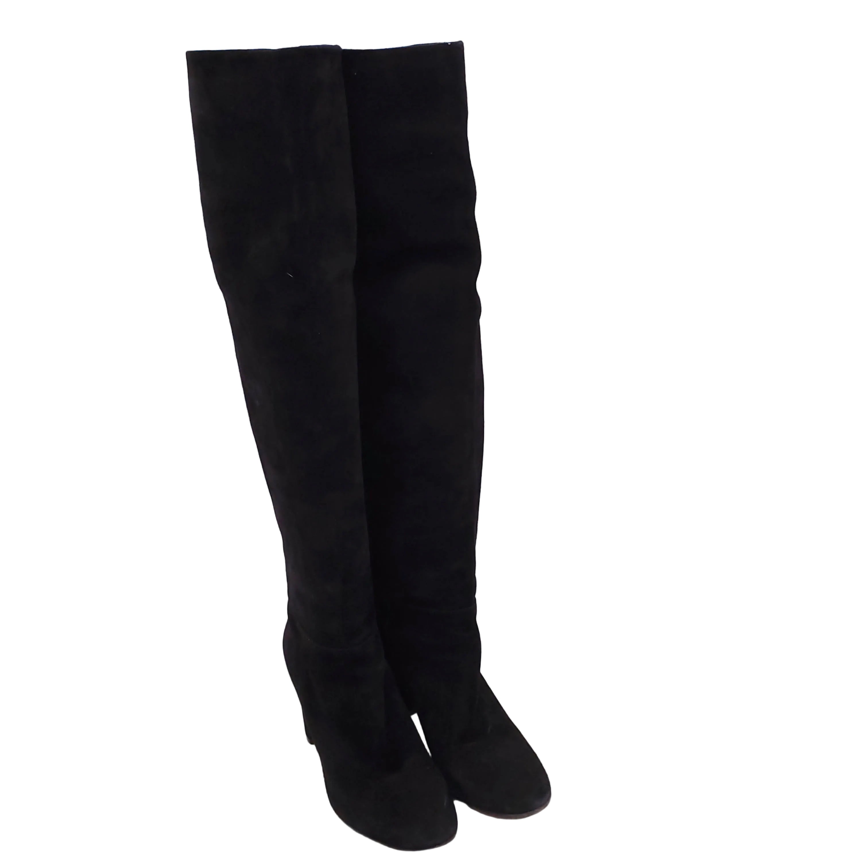 GIANVITTO ROSSI BLACK SUEDE KNEE HIGH BOOTS - SIZE 37.5