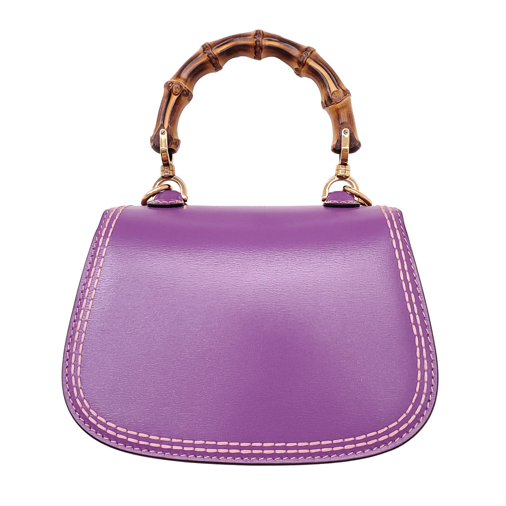 GUCCI PURPLE BAMBOO TOP HANGLE BAG