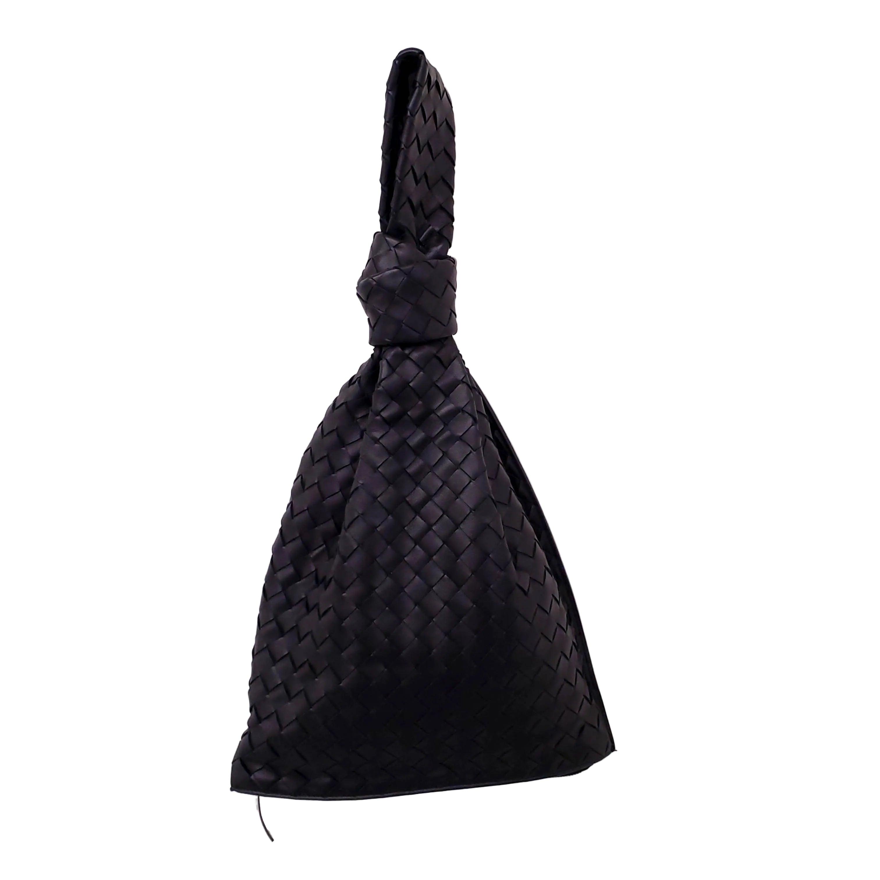 BOTTEGA VENETA BLACK WOVEN WRISTLET BAG