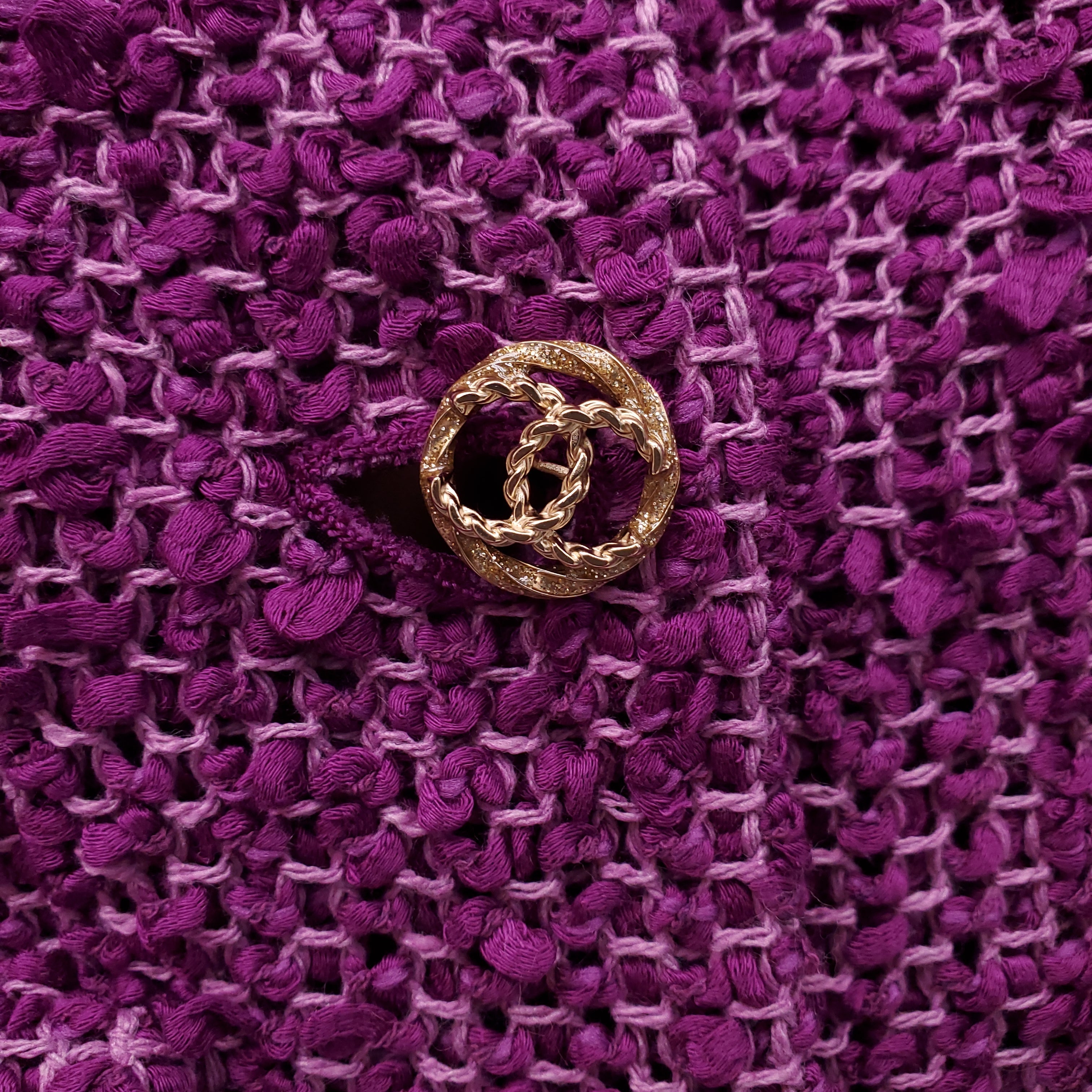 CHANEL PURPLE TWEED PATTERNED BLAZER - SIZE 34