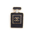 CHANEL BLACK LEATHER PERFUME BOTTLE BROOCH