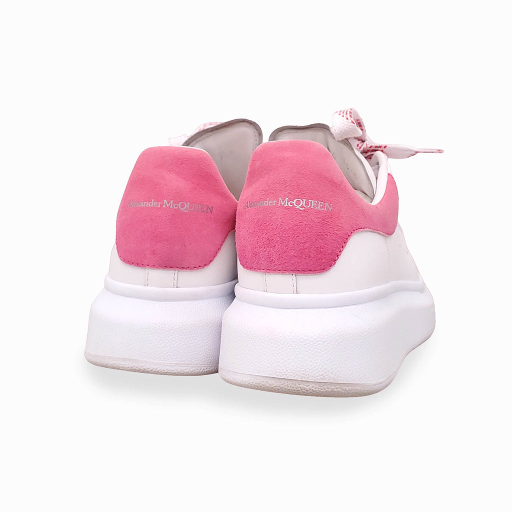 ALEXANDER MCQUEEN WHITE SNEAKERS WITH PINK HEEL AND PINK LACE - SIZE 35.5