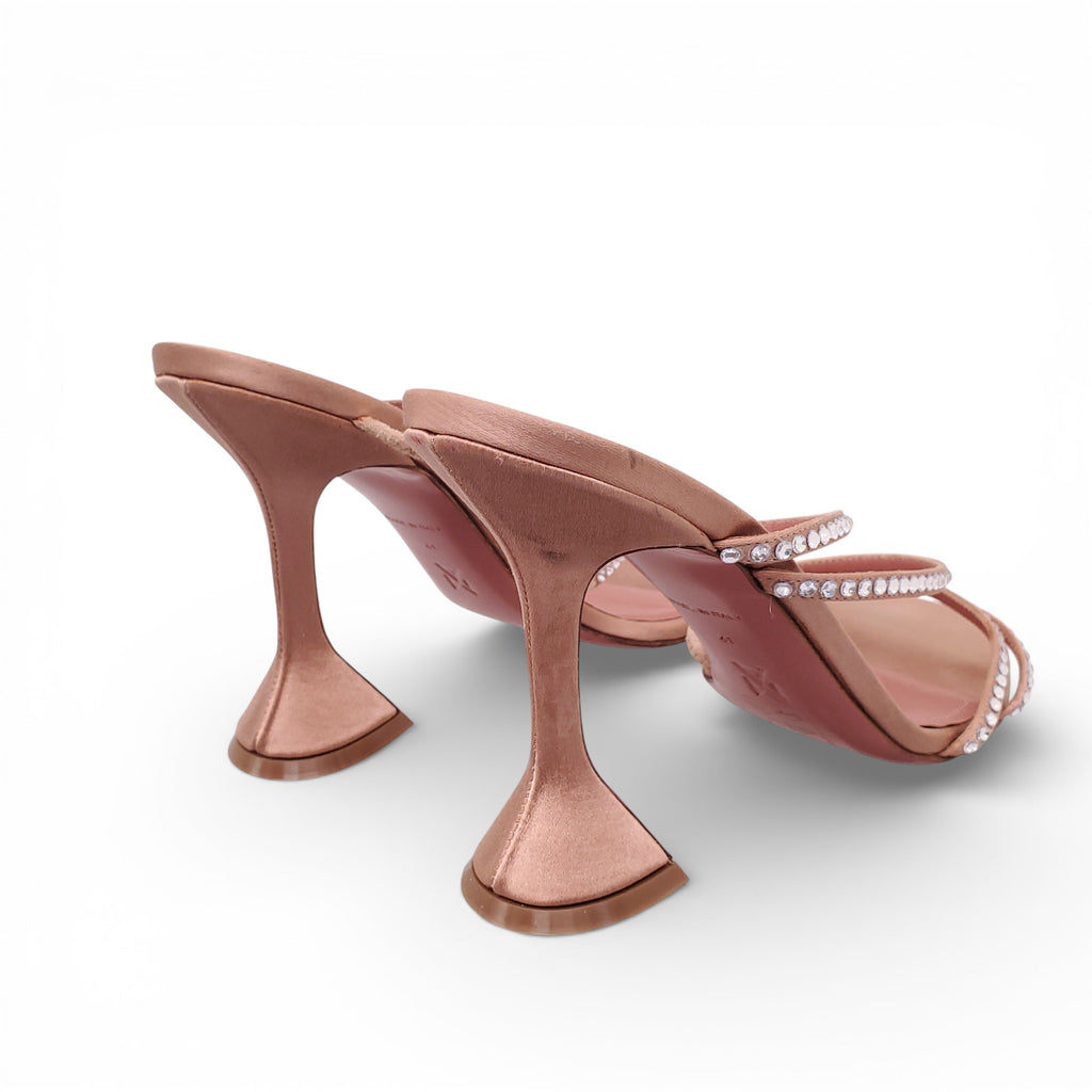 AMINA MUADDI ROSE GOLD CRYSTAL SANDALS - SIZE 41