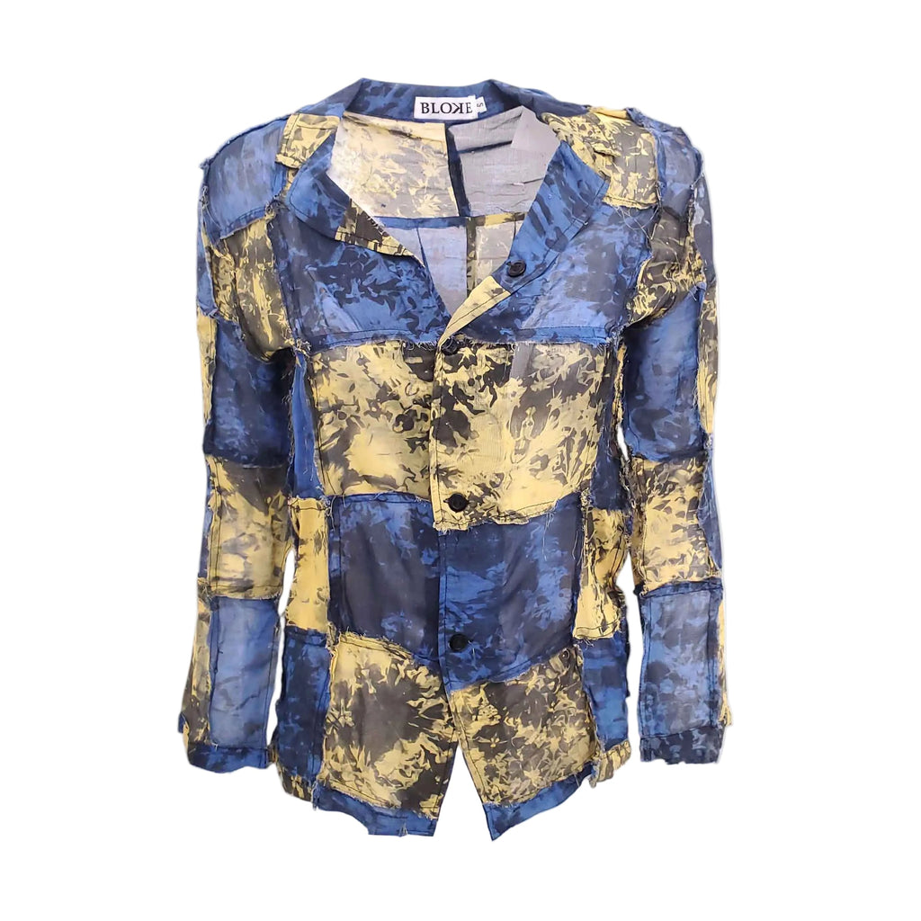 BLOKE BLUE AND YELLOW PATCHED BLOUSE - SIZE S