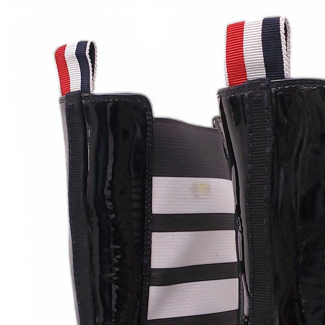 THOM BROWNE PERFORATED PATENT-LEATHER ANKLE BOOTS - SIZE 38.5