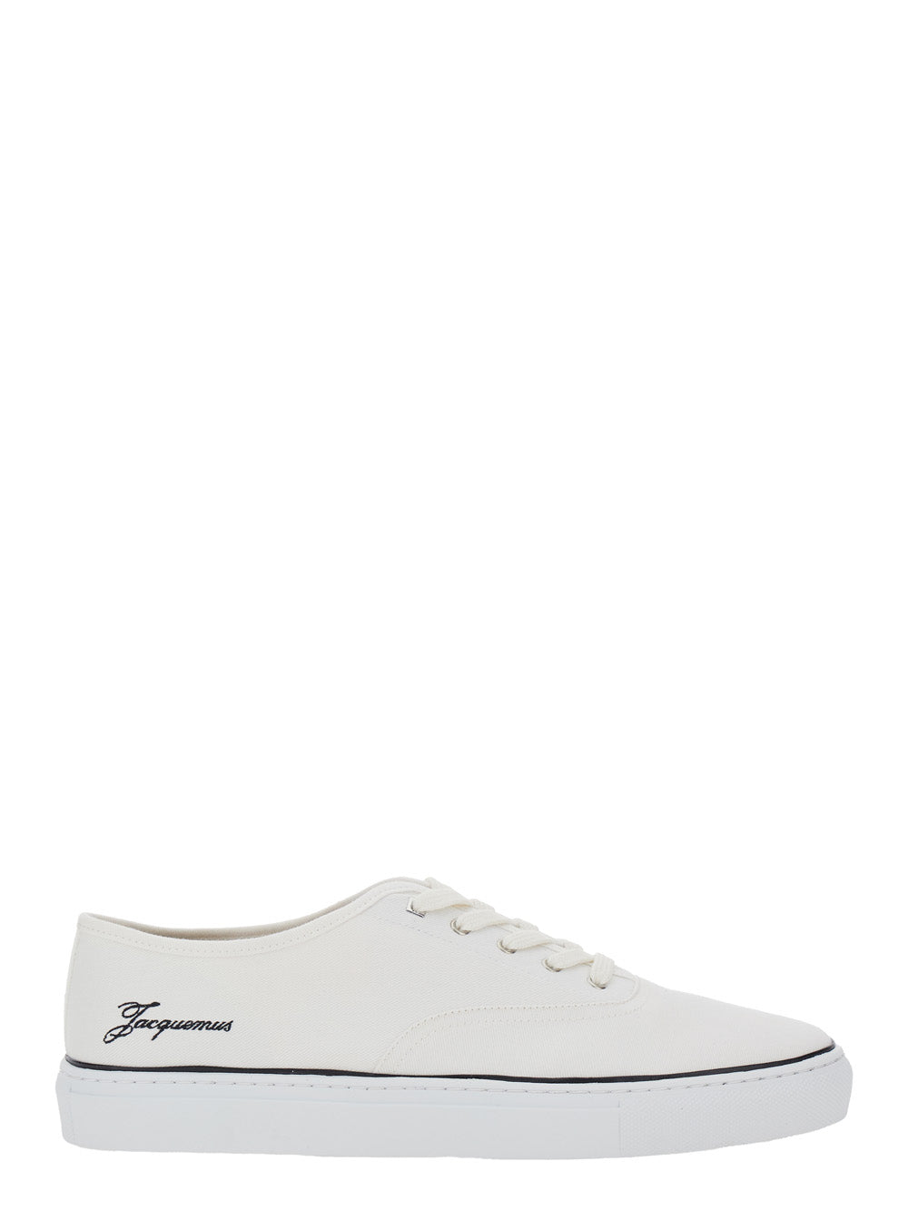 Jacquemus Men White Sneakers 'Les Fefe' With Contrast Logo In Cotton For Men