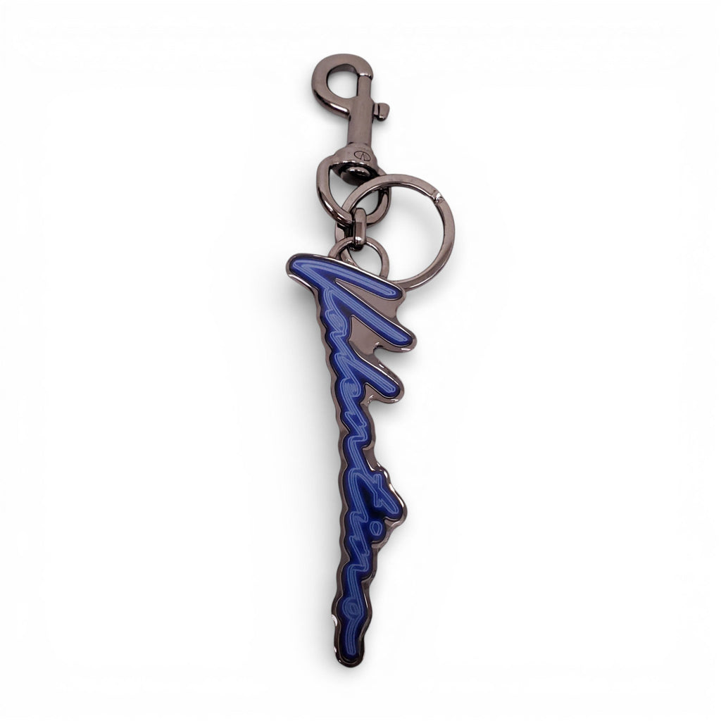VALENTINO BLUE NEON LOGO KEYCHAIN