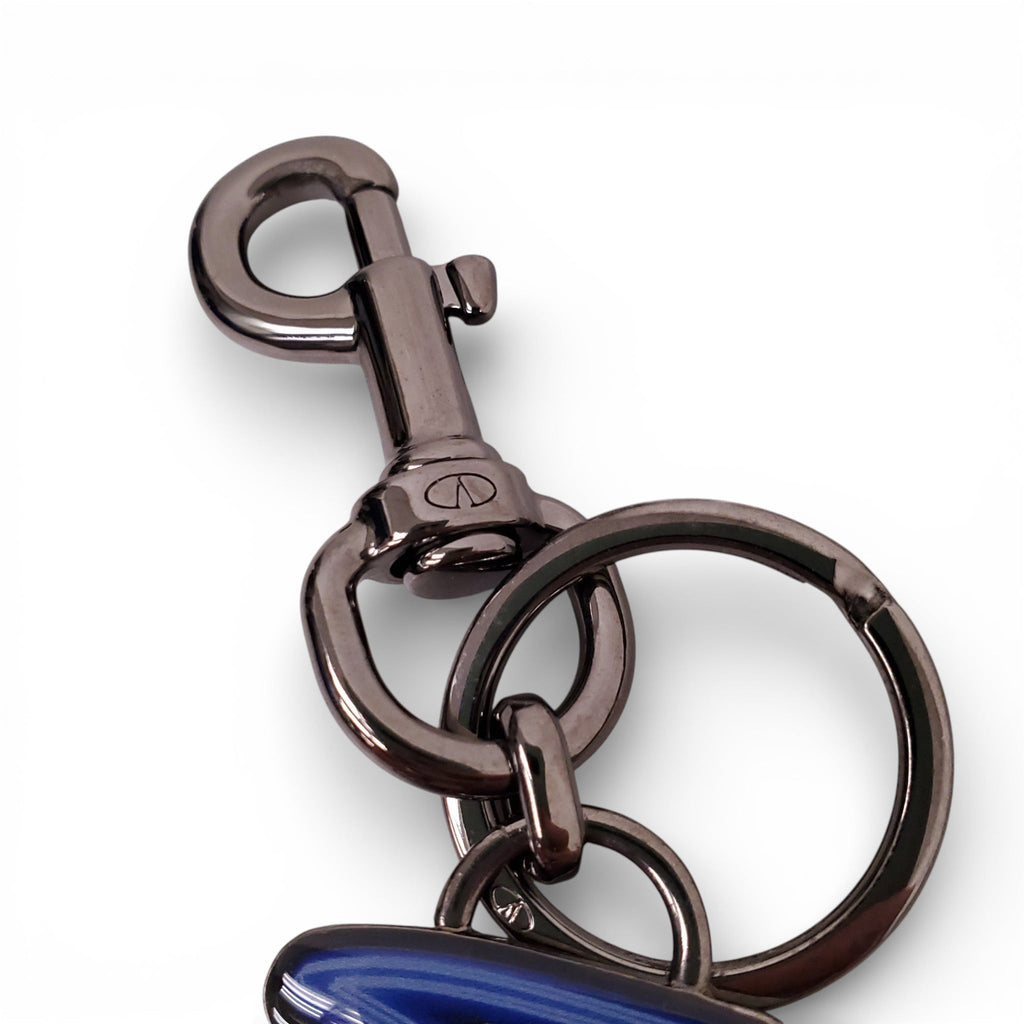 VALENTINO BLUE NEON LOGO KEYCHAIN