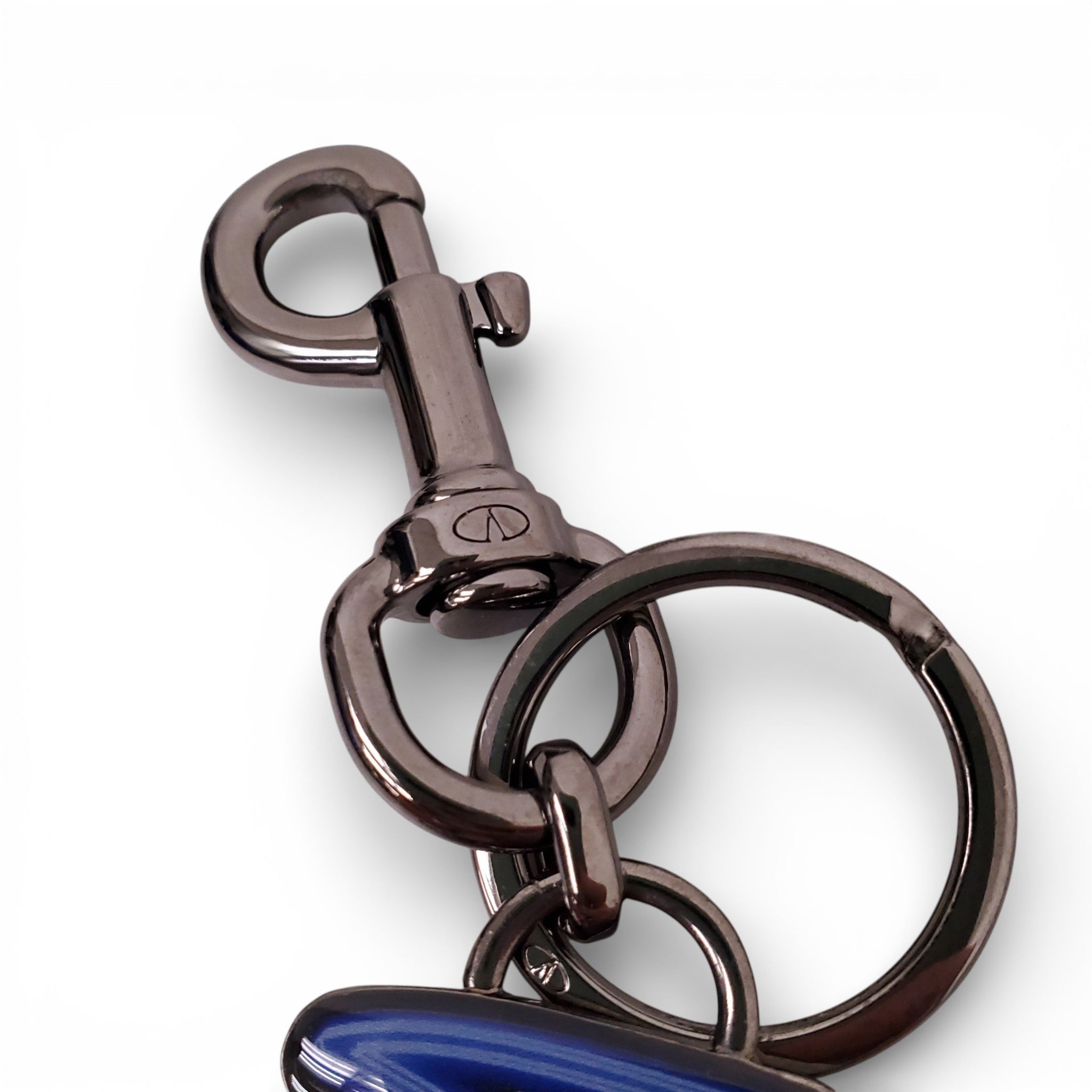 VALENTINO BLUE NEON LOGO KEYCHAIN