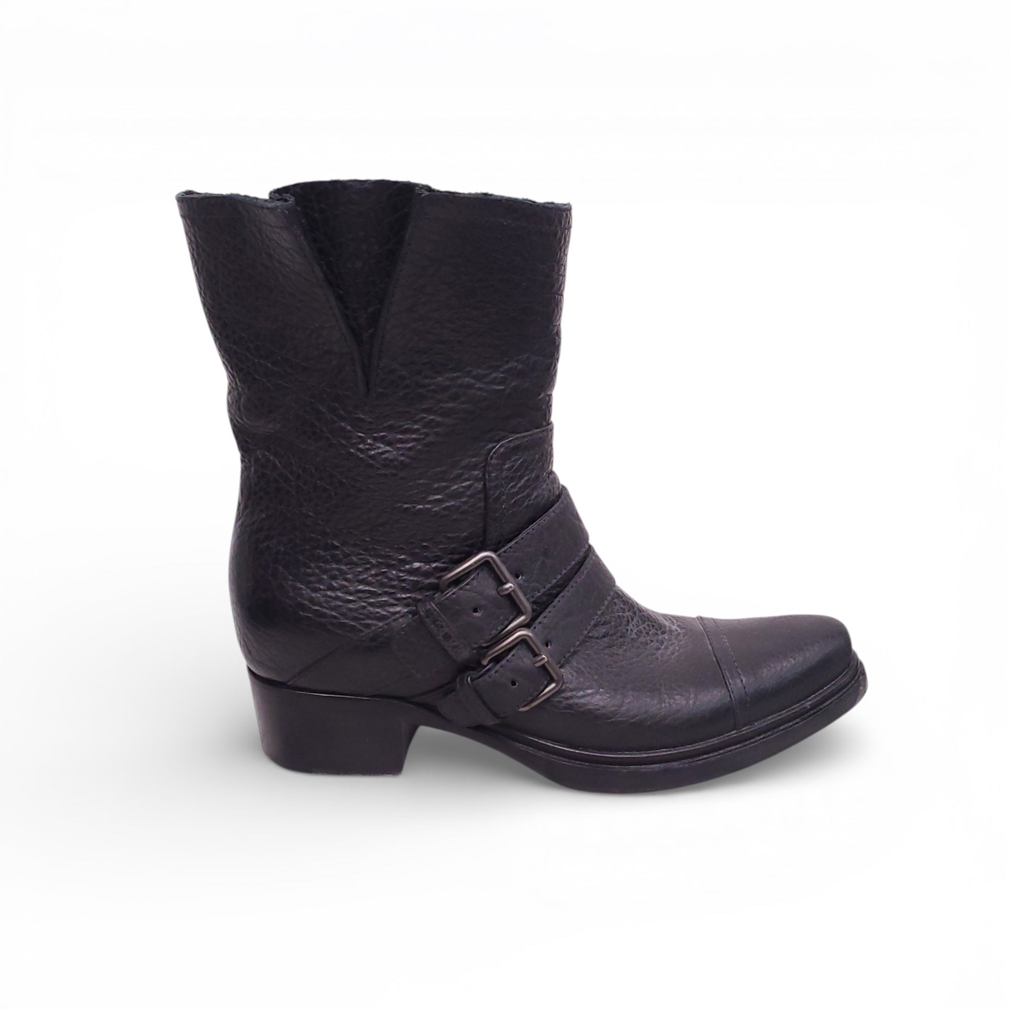 MIU MIU BLACK MOTO BOOTS - SIZE 37.5