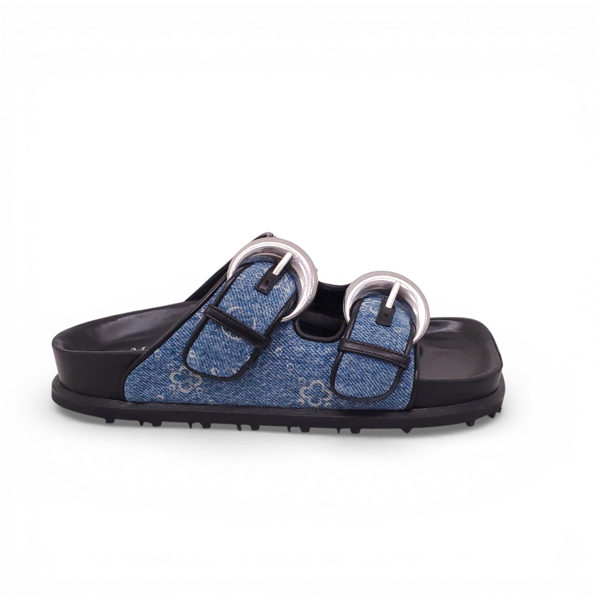 MARINE SERRE LOGO DENIM SANDALS - SIZE 37