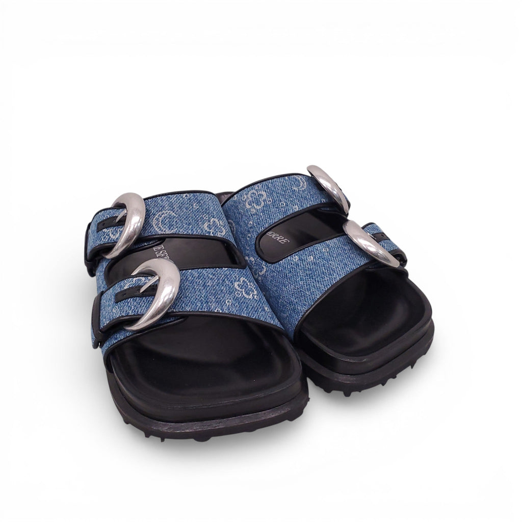 MARINE SERRE LOGO DENIM SANDALS - SIZE 37