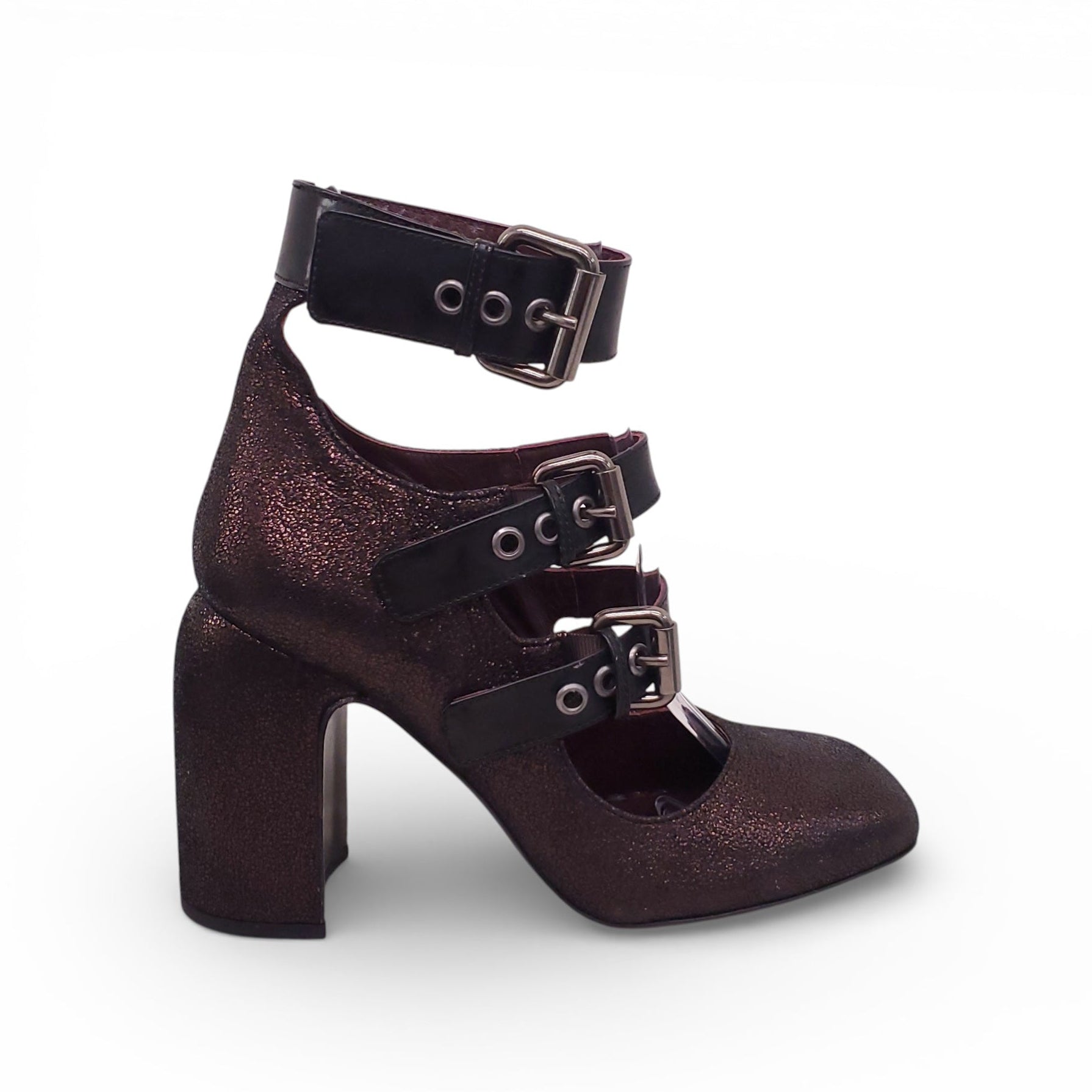 ANTONIO MARRAS MARY JANE METALLIC BOOTIES - SIZE 37